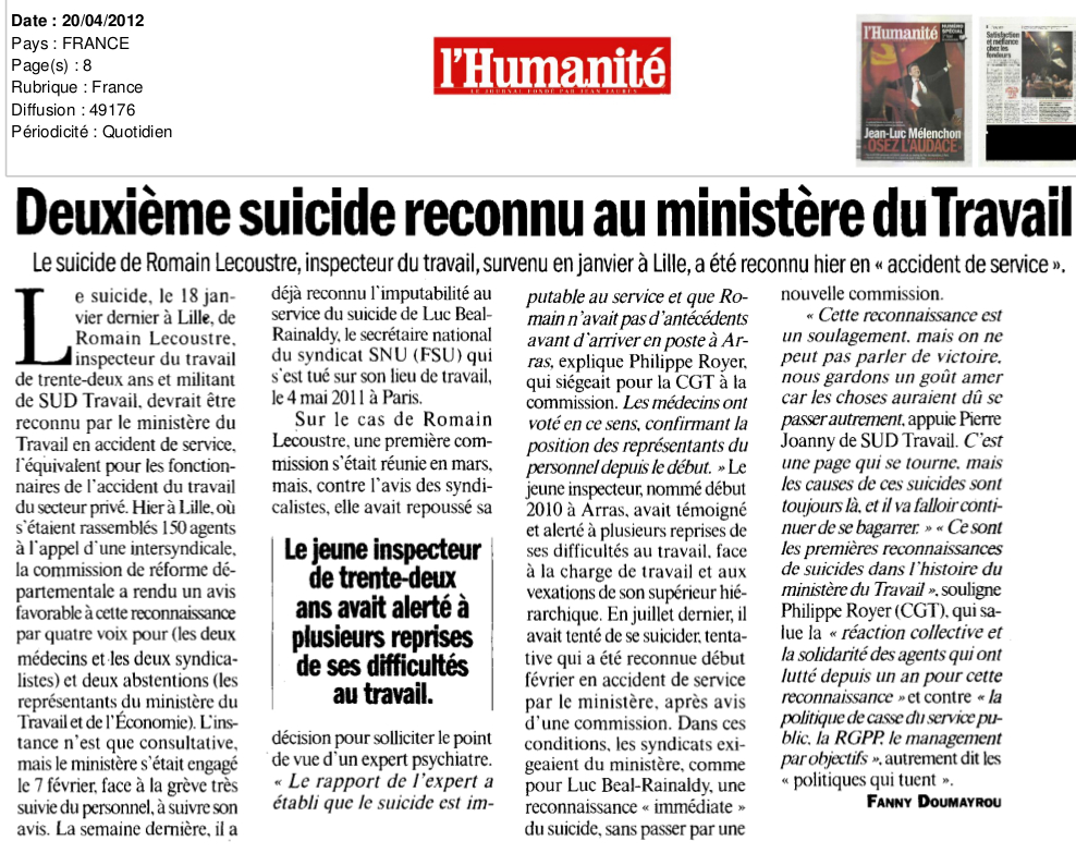 suicide-reconnu-ministère-travail-accident-service